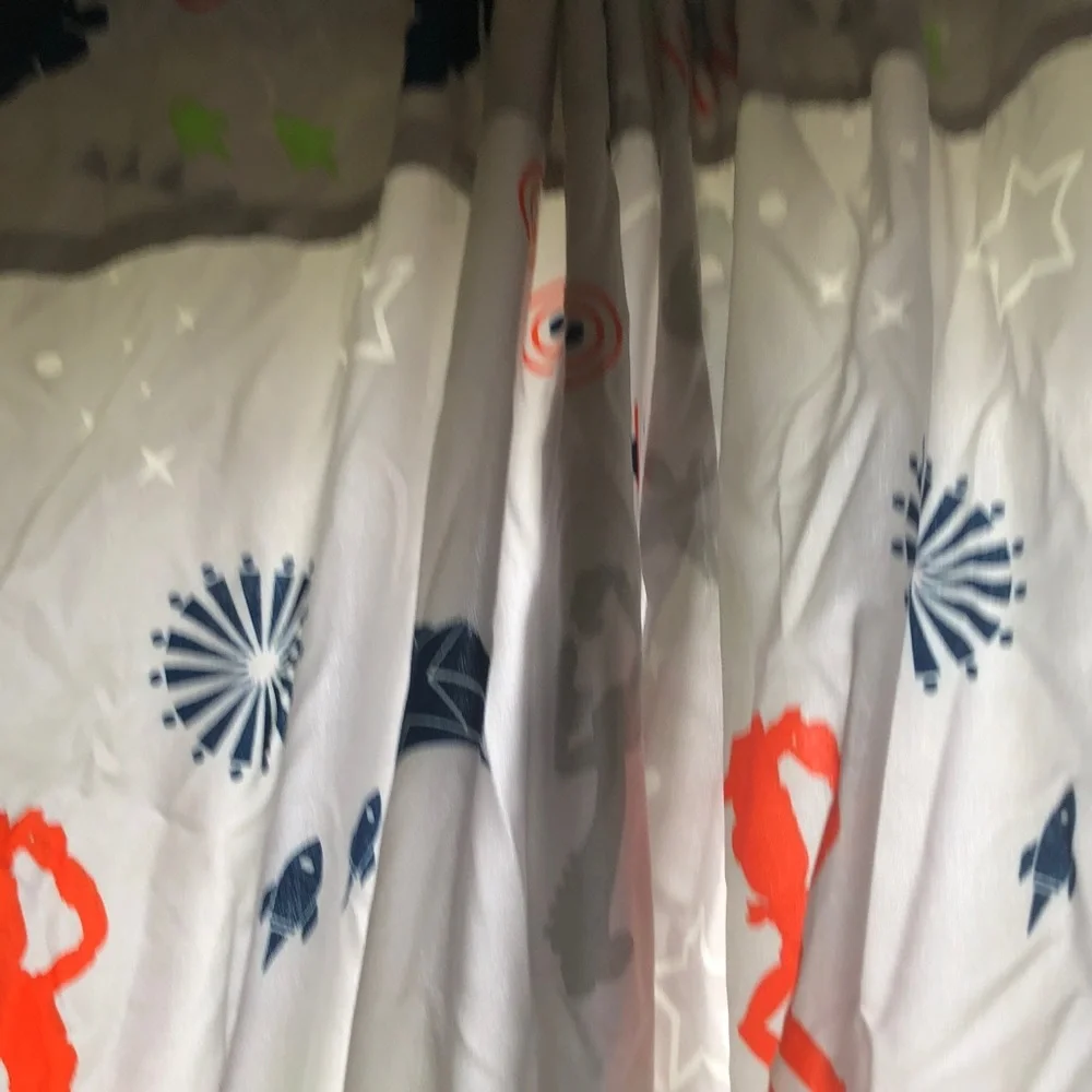 Kids  Curtain with Orange Diver and Lime Green Accents